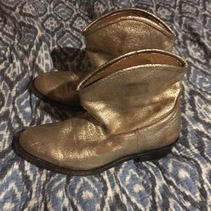 ASH gold leather low cowboy boots 39 or ~8.5